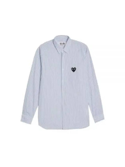 Black Heart Stripe Long Sleeve Shirt Blue - COMME DES GARCONS - BALAAN 2