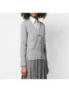 Milano Stitch 4 Bar Classic V Neck Fine Merino Wool Cardigan Grey - THOM BROWNE - BALAAN 3