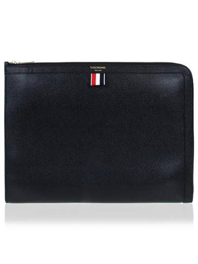 Three Stripes Tab Pebble Document Folio Clutch Bag Black - THOM BROWNE - BALAAN 2