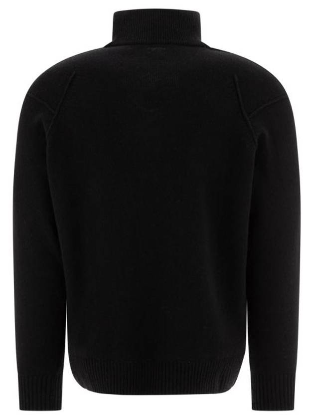 Lambswool GRS Half Zipped Knit Top Black - CP COMPANY - BALAAN 3