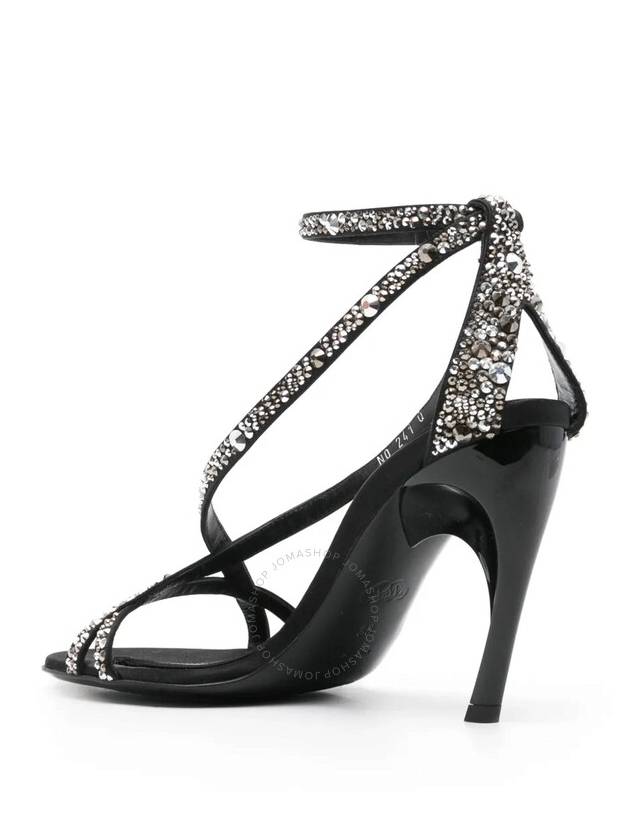 Twisted Armadillo Crystal Sandal Heels Black - ALEXANDER MCQUEEN - BALAAN 4