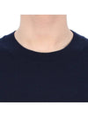 Heart Embroidered Logo Crew Neck Knit Top Navy - AMI - BALAAN 6