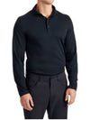 Men's Lightweight Fine Wool Polo Long Sleeve T-Shirt Black - G/FORE - BALAAN 3