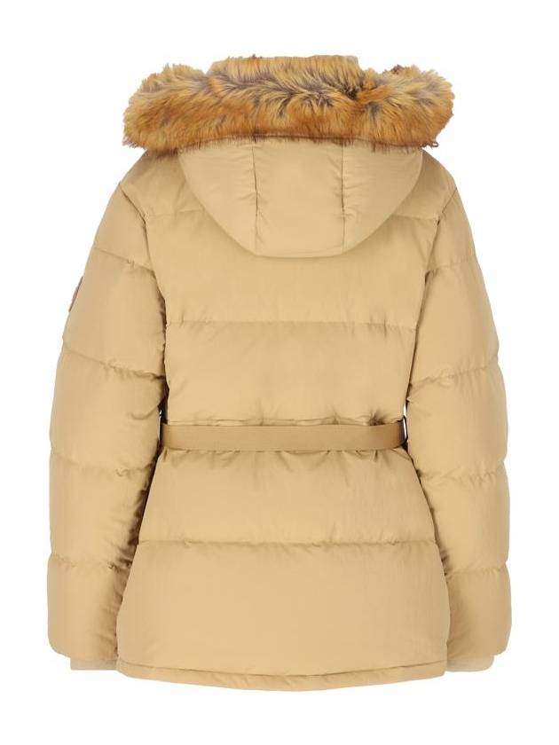 Faux Fur Trim Hooded Short Down Padding Flax - BURBERRY - BALAAN 3