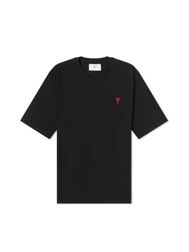 Small Heart Logo Boxy Fit Short Sleeve T-Shirt Black - AMI - BALAAN 2