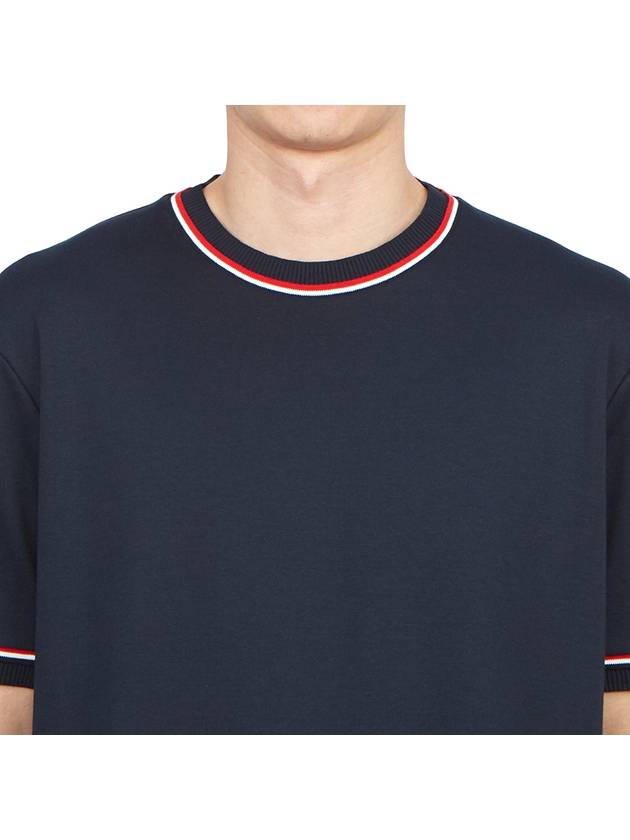 RWB Trimmed Cotton Short Sleeve T-Shirt Navy - THOM BROWNE - BALAAN 6