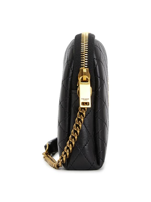 Gaby Quilted Lambskin Chain Cross Bag Black - SAINT LAURENT - BALAAN 3