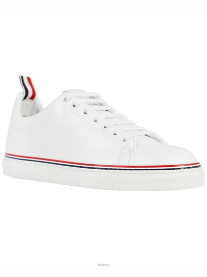 Tennis Vitello Calf Leather Low Top Sneakers White - THOM BROWNE - BALAAN 2