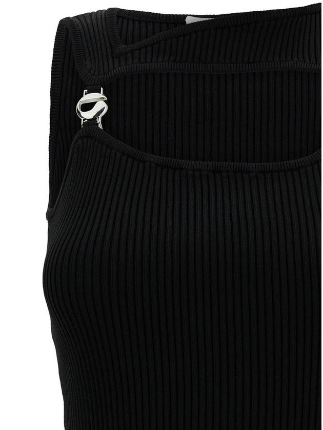 Mini Black Dress With Cut-Out And Logo Detail In Ribbed Viscose Woman - COPERNI - BALAAN 3