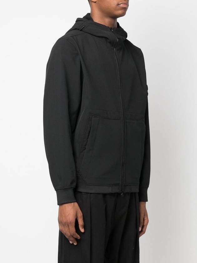 Men's Wappen Patch Softshell Zip Up Hoodie Black - STONE ISLAND - BALAAN 5