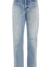 Women's Destroyed Washing Denim Jeans Light Blue - SAINT LAURENT - BALAAN 2