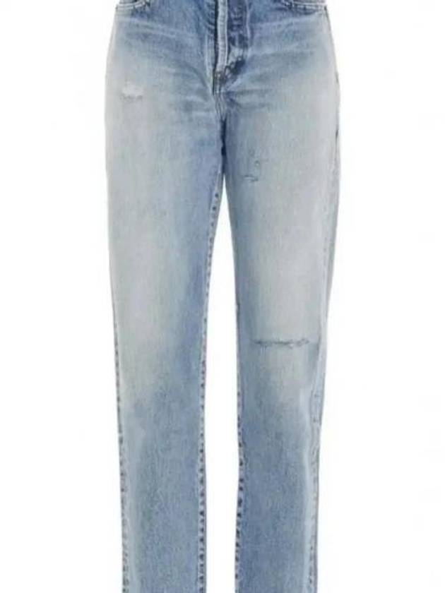 Women's Destroyed Washing Denim Jeans Light Blue - SAINT LAURENT - BALAAN 2