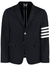 Men's Diagonal Armband Cotton Single Blazer Jacket Navy - THOM BROWNE - BALAAN 1