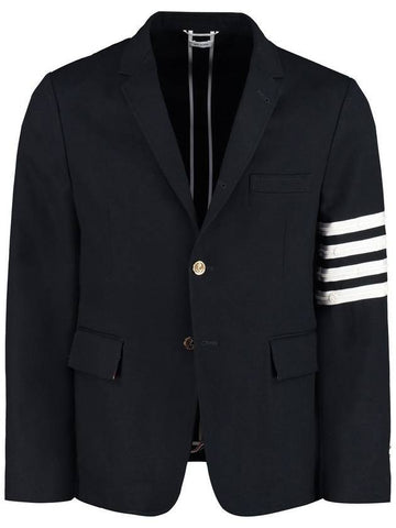 Men's Diagonal Armband Cotton Single Blazer Jacket Navy - THOM BROWNE - BALAAN 1