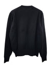 Heart Embroidered Logo Crew Neck Knit Top Black - AMI - BALAAN 4