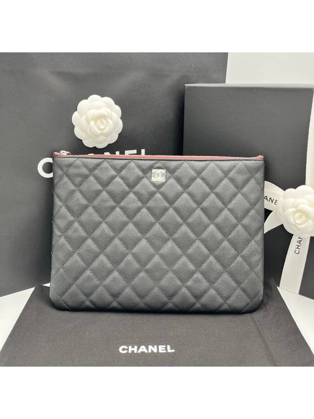 Classic Medium New Clutch Caviar Black Silver A82545 - CHANEL - BALAAN 3