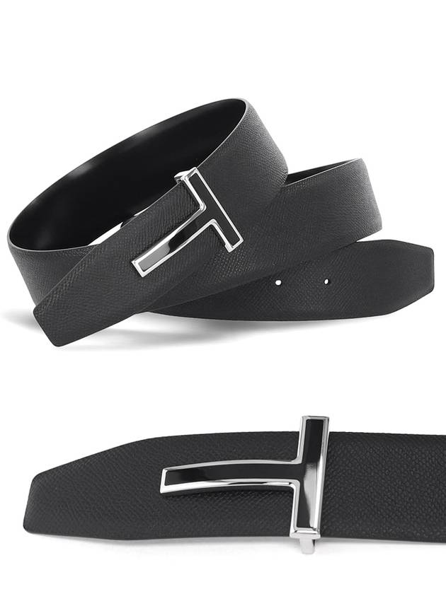 T-buckle reversible leather belt black - TOM FORD - BALAAN 3