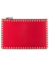 Rockstud Pebble Leather Clutch Bag Red - VALENTINO - BALAAN 2