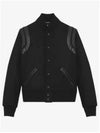 Men's Teddy Light Wool Stadium Bomber Jacket Black - SAINT LAURENT - BALAAN 2