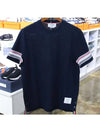 Textured Cotton Stripe Short Sleeve T-Shirt Navy - THOM BROWNE - BALAAN 3