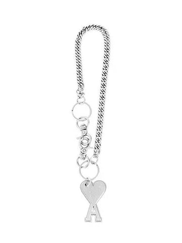 Heart Logo Metal Key Holder Silver - AMI - BALAAN.