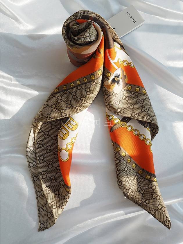 GG Flower Square Silk Scarf - GUCCI - BALAAN 5