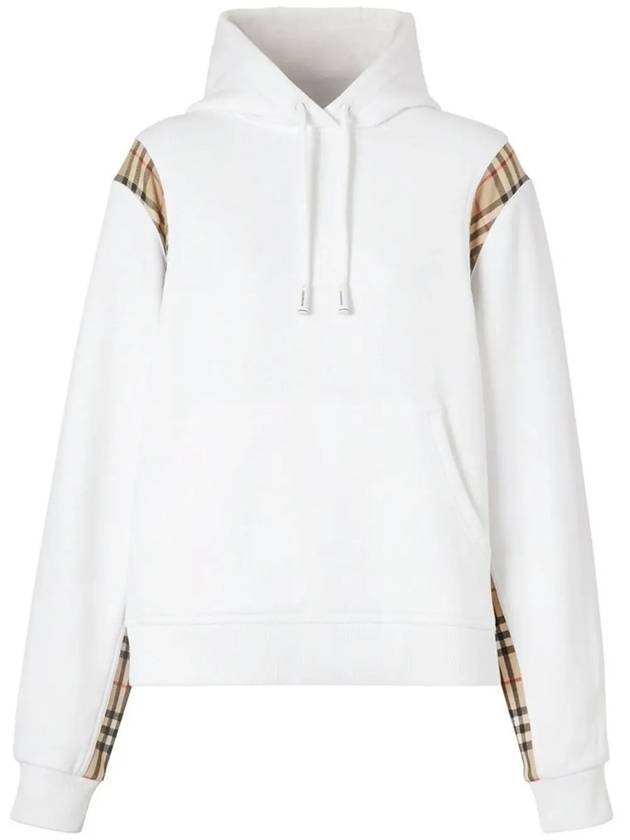 Check Panel Hoodie White - BURBERRY - BALAAN.