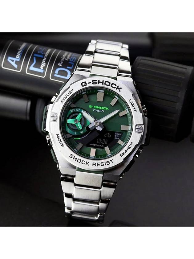 G-Steel Solar Power Bluetooth Digital Watch Green Silver - G-SHOCK - BALAAN 5