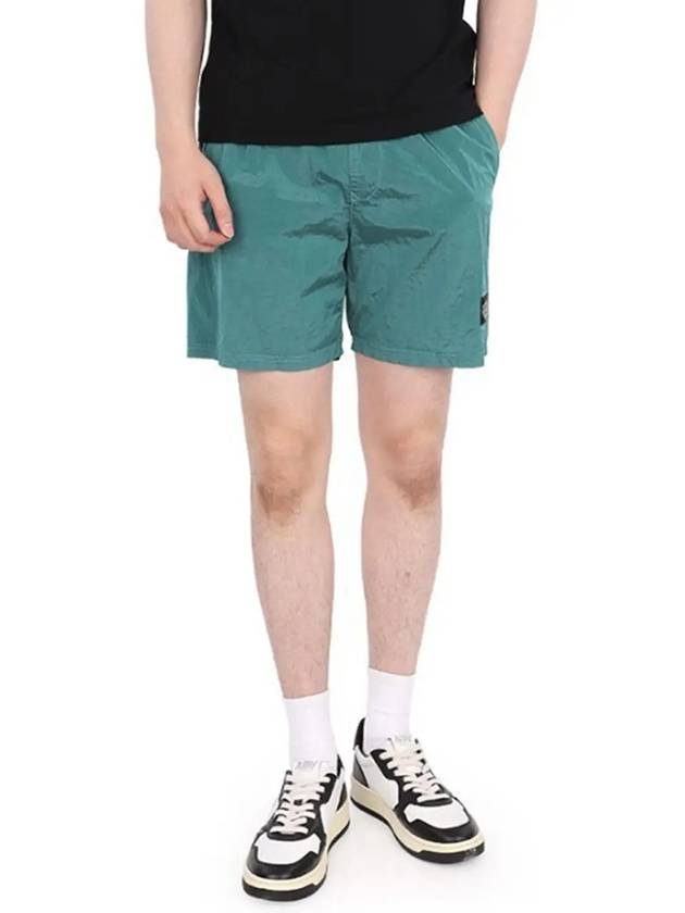 Men's Logo Patch Nylon Swim Shorts Turquoise - STONE ISLAND - BALAAN 7