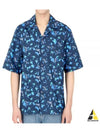 Print Cotton Short Sleeve Shirt Blue - MARNI - BALAAN 2