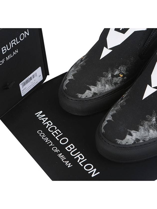 EM9003 Men's WOLF RACE Black Slipons - MARCELO BURLON - BALAAN 7