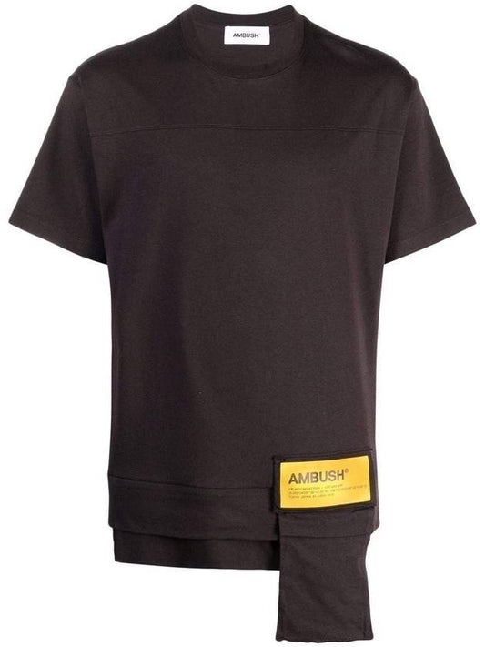 Men's Logo Patch Waist Pocket Short Sleeve T-Shirt Chocolate Yellow - AMBUSH - BALAAN.