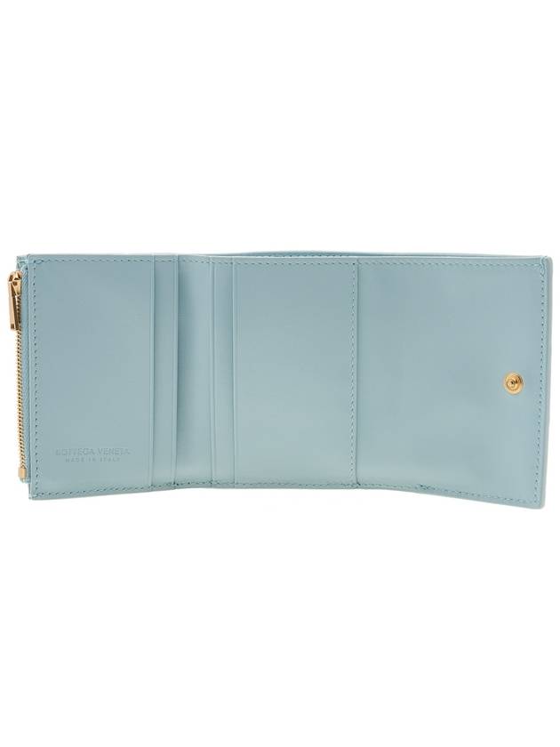 Cassette Tri-Fold Zipper Small Half Wallet Teal Washed - BOTTEGA VENETA - BALAAN 11