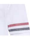 Men's RWB Stripe Cotton Polo Shirt White - THOM BROWNE - BALAAN 6