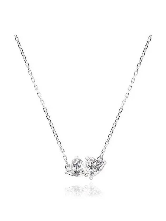 Mesmera Double Heart Crystal Necklace Silver - SWAROVSKI - BALAAN 5