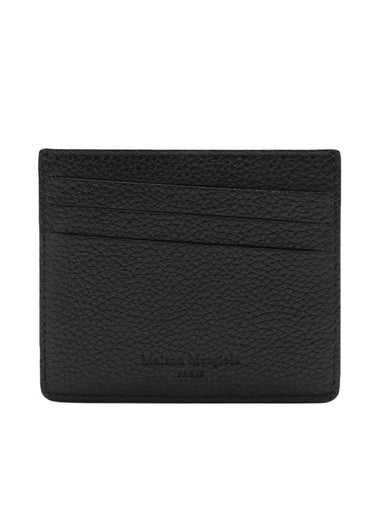 Stitched Diagonal Leather Card Wallet Black - MAISON MARGIELA - BALAAN 1