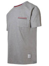 Men's Medium Weight Jersey Tipped Pocket Crewneck Short Sleeve T-Shirt Light Grey - THOM BROWNE - BALAAN 3