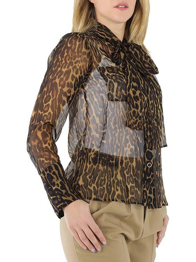 Burberry Amelie Leopard Print Silk Chiffon Ribbon Blouse, Brand Size 4 (US Size 2) - BURBERRY - BALAAN 2