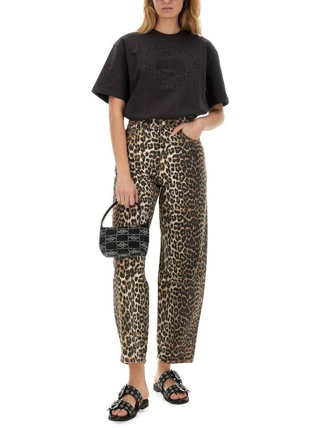 Ganni Leopard Print Denim "Stary" Jeans - GANNI - BALAAN 2