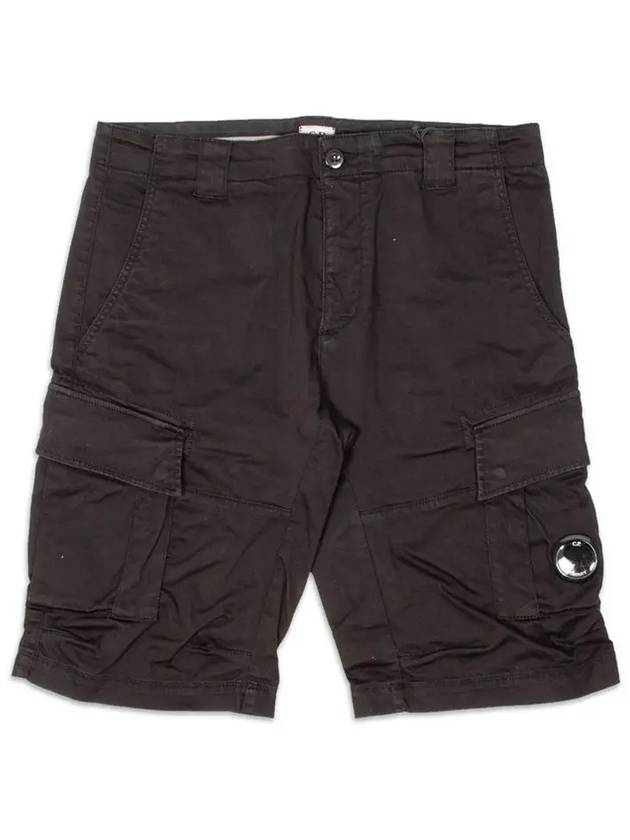 Lens Wappen Stretch Satin Cargo Shorts Black - CP COMPANY - BALAAN 3