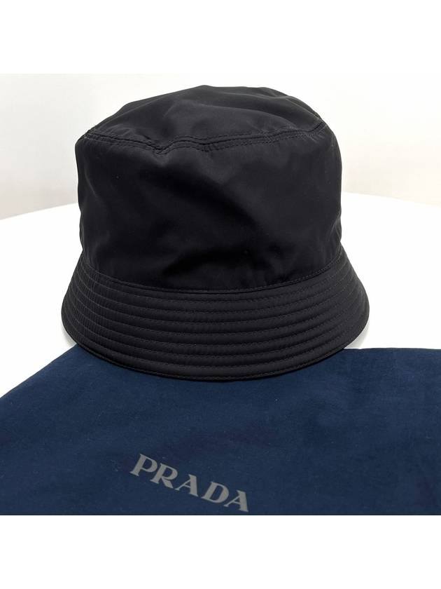 Triangle logo nylon bucket hat black size M - PRADA - BALAAN 4