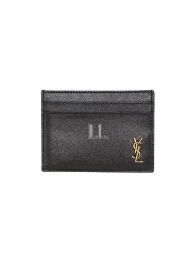 Tiny Monogram Shiny Leather Card Case Black - SAINT LAURENT - BALAAN 2