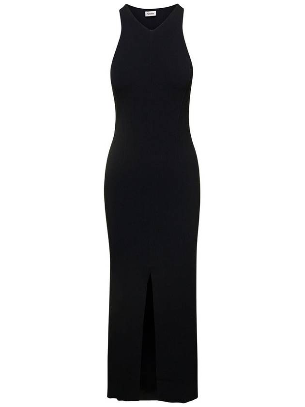 'Elia' Long Black Dress With Front Split In Viscose Blend Woman - NANUSHKA - BALAAN 1