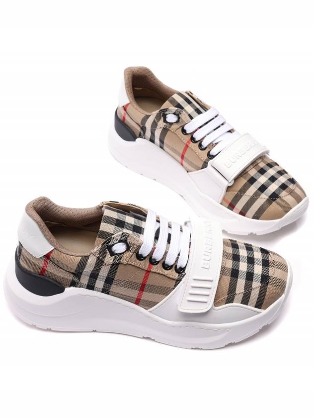 Vintage Check And Leather Sneakers White Archive Beige - BURBERRY - BALAAN 6