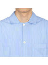 Poplin Pajamas Organic Cotton Short Sleeve Shirt Pin Stripe - TEKLA - BALAAN 7