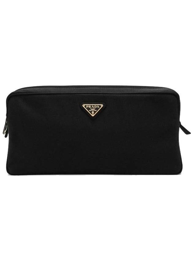 triangle logo satin jewelry silk pouch bag - PRADA - 1