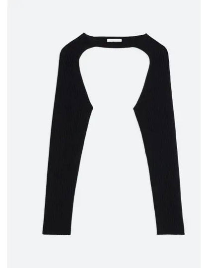 Rib Knit Shrug Long Sleeve T-Shirt Black - HELMUT LANG - BALAAN 2