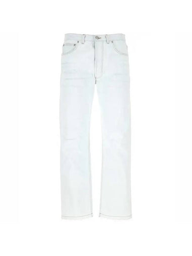 Raw Edge Crop Bleached Denim Wide Pants Blue - MAISON MARGIELA - BALAAN 1