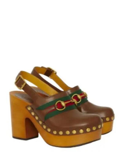 Horsebit Sandals Heel Brown - GUCCI - BALAAN 2