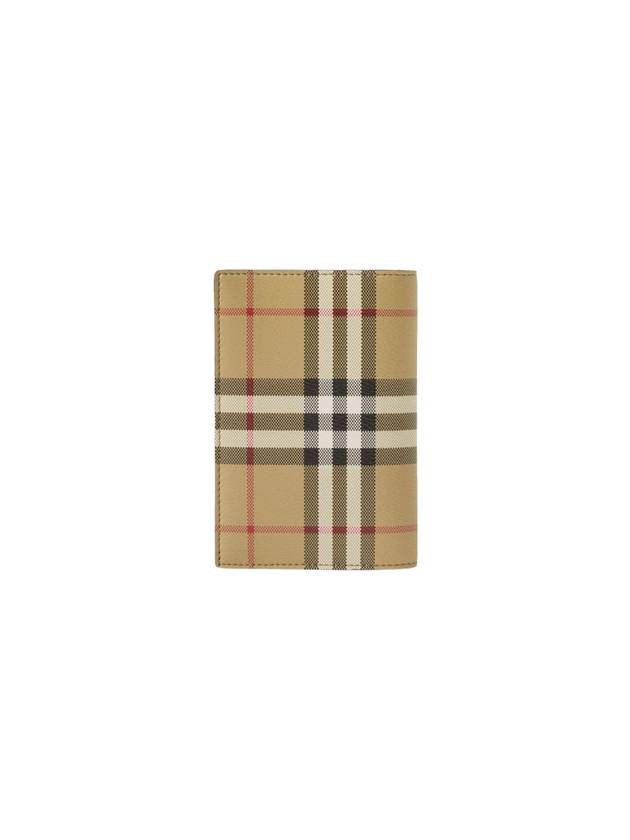 Checked Leather Passport Wallet Beige - BURBERRY - BALAAN 3